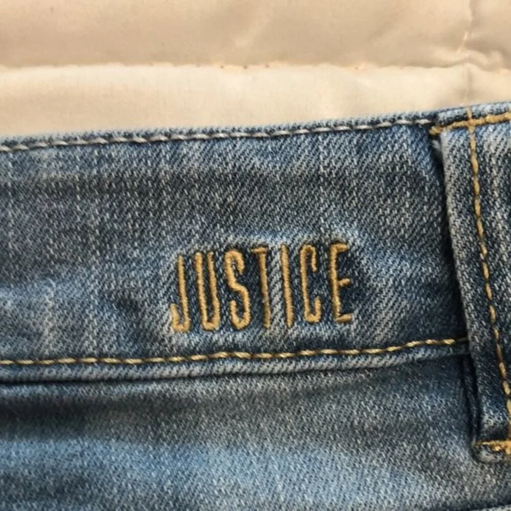 Justice jean shorts distressed and bedazzled size 14plus